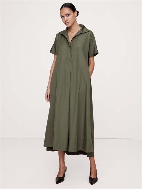 Cruz Poplin Maxi Dress Banana Republic