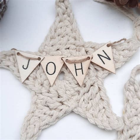 Personalized Crocheted Cream Coloured Cotton Stars Gehaakte