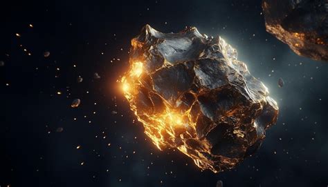 Premium AI Image | Asteroid made of pure gold in space realistic