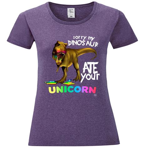 1tee Womens Sorry My Dinosaur Ate Your Unicorn T Rex T Shirt Ebay