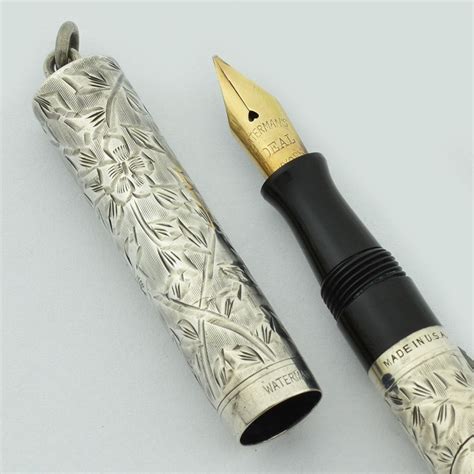 Waterman V Fountain Pen Fully Etched Sterling Flexible New