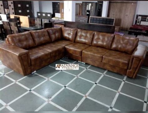 4 Seater Leather Corner L Shape Sofa Set Without Lounger At Rs 75000