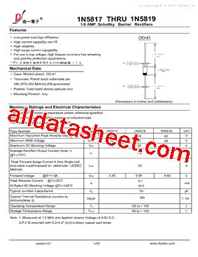 1N5817 Datasheet PDF DIYI Electronic Technology Co Ltd