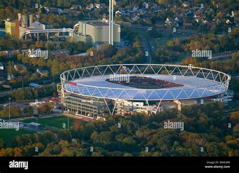 Aerial view, BayArena, formerly Ulrich Haberland Stadium, Bayer 04 ...