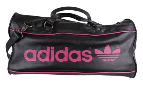 Vintage Adidas 80s Sports Bag Holdall Black Pink Trim Etsy Bags