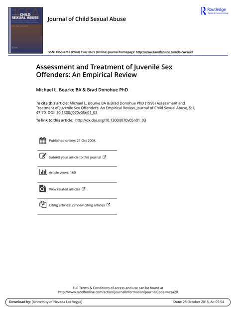 PDF Assessment And Treatment Of Juvenile Sex Offenders An Empirical Review