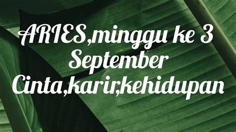 Aries Minggu Ke 3 September Cinta Karir Kehidupan Hoki YouTube