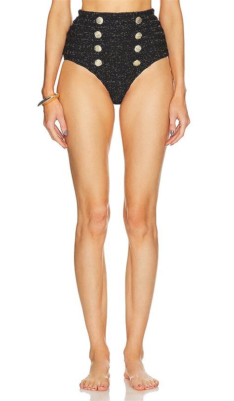 PatBO Crinkle Bikini Bottom Black Editorialist