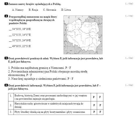 Test Sprawdzajacy Z Rozdzialu Mapa Polski Pdf Off