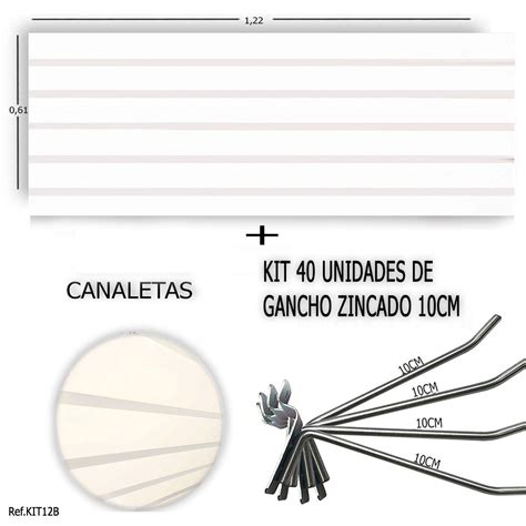 Painel Canaletado X Ganchos Cm Canaleta Branca