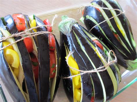 Oven Roasted Aubergine Stuffed With Capsicum Zucchini Capers And