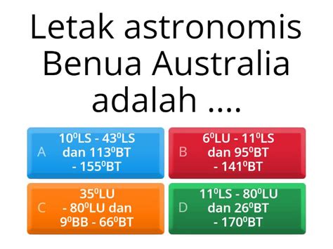 LETAK DAN LUAS BENUA ASUTRALIA Quiz