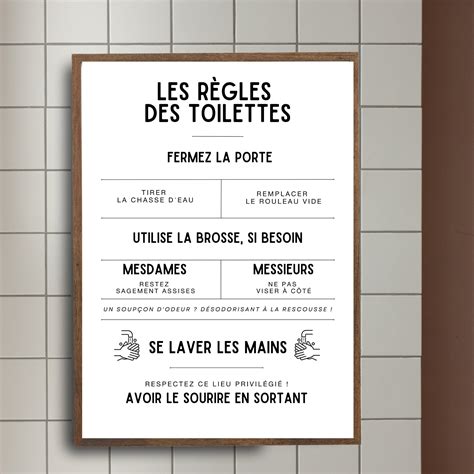 Affiche R Gles Des Toilette Affiche Minimaliste Imprimer D Coration