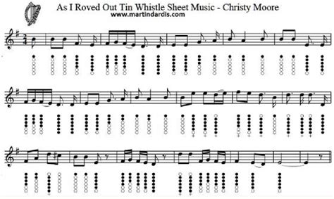 As I Roved Out Tin Whistle Sheet Music Notes Irish Folk Songs