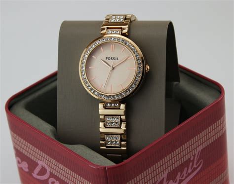 New Authentic Fossil Karli Crystals Rose Gold Women S Bq Watch Ebay