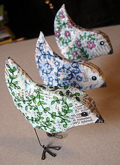 Cute Birds With Some Wire Old Newspaper And Paint Diy Projects To Try