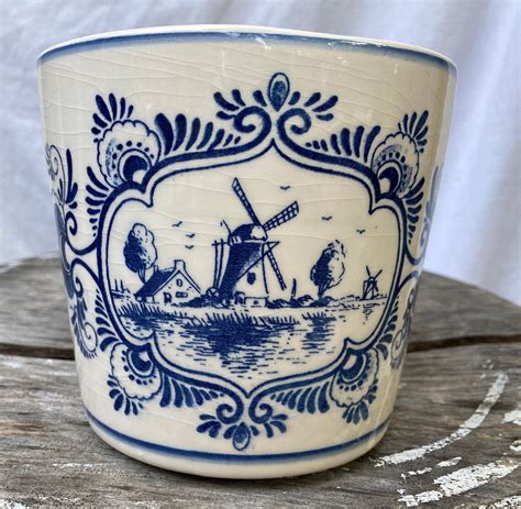 Vintage Delft Ware Pottery Planter Vase Blauw Made In Etsy