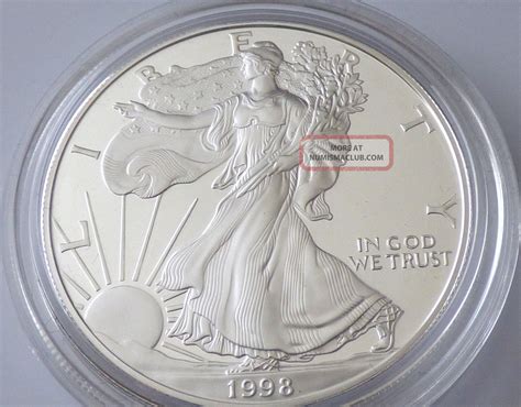 1998 American Eagle One Ounce Proof Silver Bullion Coin One Dollar In Case