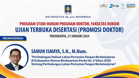 Ujian Terbuka Disertasi Promosi Doktor Samun Ismaya S H M Hum