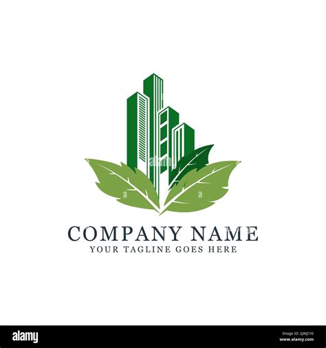 Green building construction logo design with leaf, best for ...