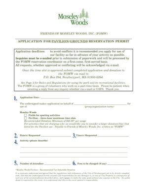 Fillable Online Moseley Woods Park Permit Request Rev Fax