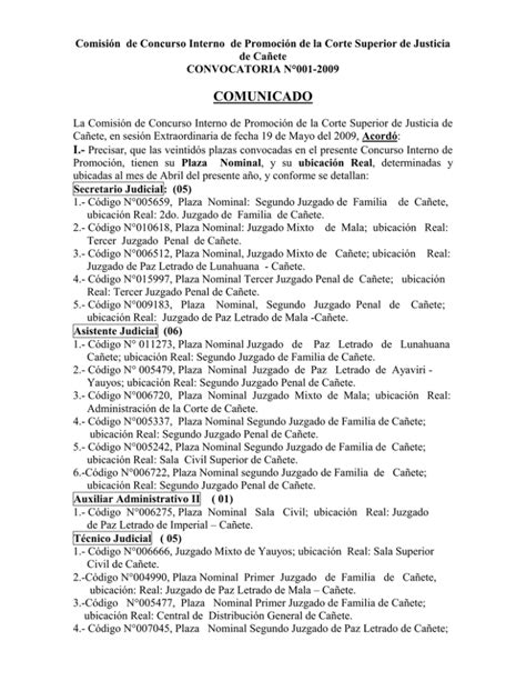 Comisión de Concurso Interno de Promoción de la de Cañete