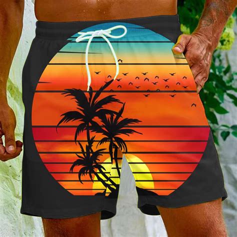 Hvyesh Big And Tall Swimsuits For Men Summer Palm Tree Tropical Swim