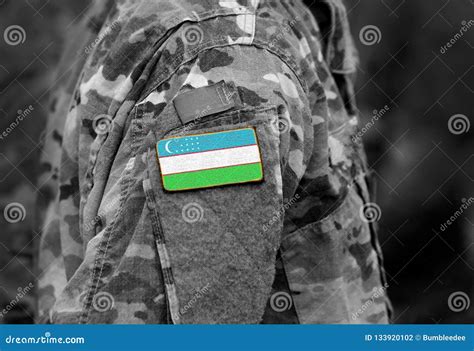 Flag of Uzbekistan on Soldiers Arm. Flag of Uzbekistan on Military ...