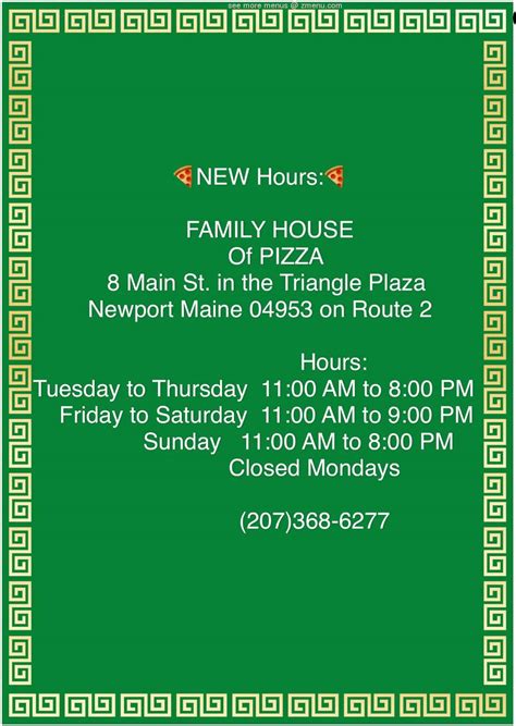 Online Menu of Family House Of Pizza Restaurant, Newport, Maine, 04953 - Zmenu