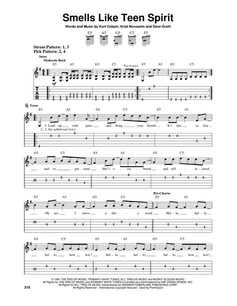 Smells Like Teen Spirit By Nirvana Sheet Music For Easy Guitar Tab At