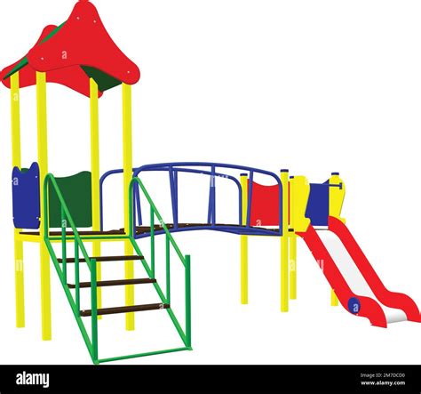 Playground With Slide And Tube In The Park Cartoon Vector Illustration