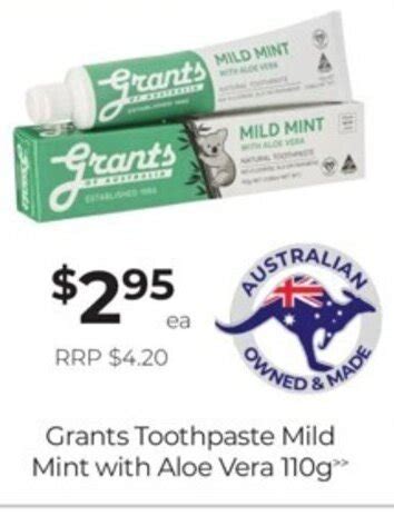 Grants Toothpaste Mild Mint With Aloe Vera 110g Offer At Super Pharmacy