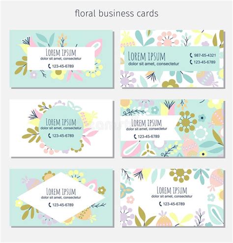 Floral Business Card Template Stock Vector - Illustration of flower ...