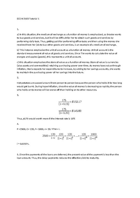 ECON Tutorial 1 ECON 2103 Tutorial 1 1 A In This Situation The