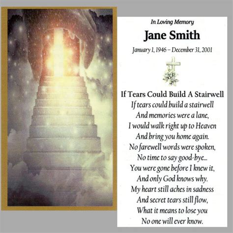 Funeral Laminated Prayer Cards Etsy