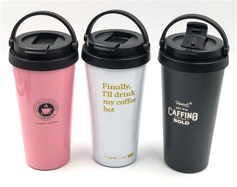 17 Oz Custom Printed Travel Coffee Tumblers With Handle Aluminum