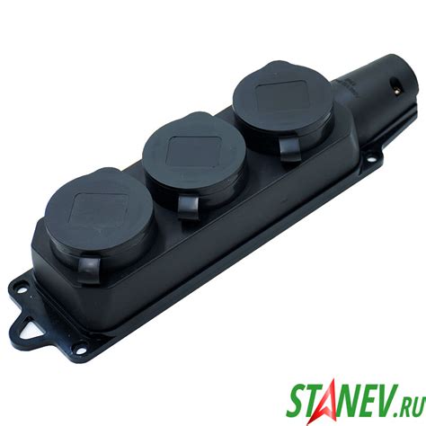 Колодка розеточная каучук 3 местная с крышкой з/к 16А/250V IP44 SMART 4 ...