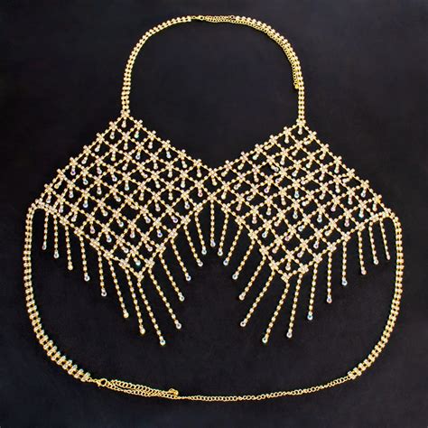 Hot Sale Multi Layer Metal Bikini Diamond Chest Chain Bras Rhinestone Chain Body Jewelry Bra