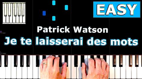 Patrick Watson Je Te Laisserai Des Mots Easy Piano Tutorial Youtube