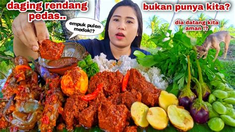 Rendang Pedas Terong Sambal Kencur Lalapan Mentah Jengkol Tua Pete