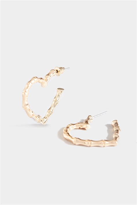 Gold Heart Hoop Earrings | Yours Clothing