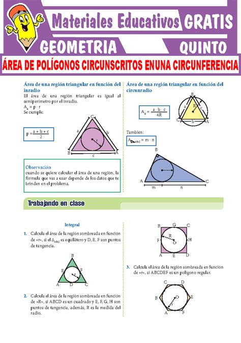 Área de Polígonos Circunscritos en una Circunferencia Para Quinto Grado