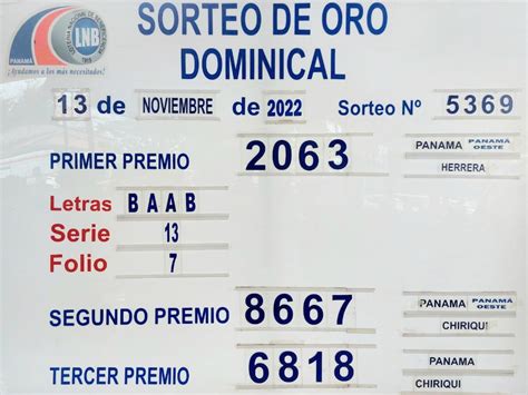 Lotería Nacional Pmá on Twitter Sorteo dominical 13 de noviembre de