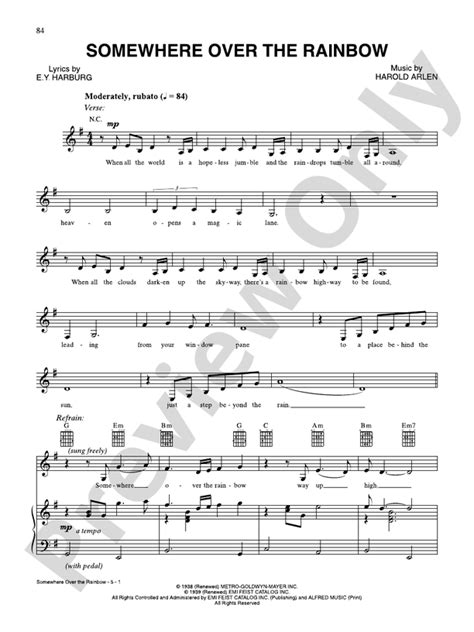 Somewhere Over The Rainbow Piano Vocal Guitar Jewel Digital Sheet