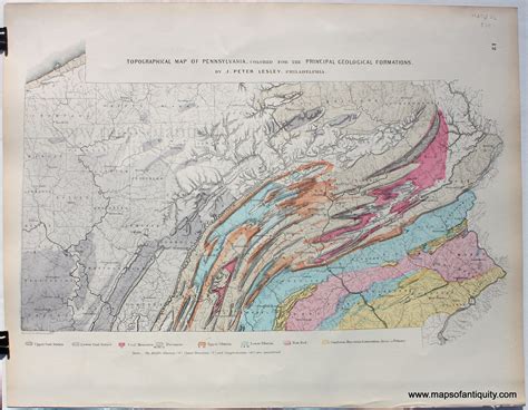 Home & Living Pennsylvania Geologic Formations map hand colored ...