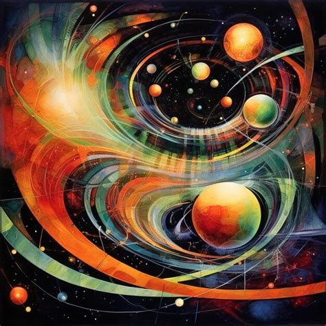 Pintura De Una Imagen Colorida De Planetas Y Estrellas En Una Espiral Ai Generativa Foto Premium