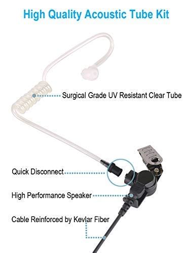 Two Wire Earpiece With Reinforced Cable For Motorola Radios Apx