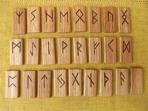 Rune Set Rune Set On Oak Wood Handmade Runes Runes Viking Etsy