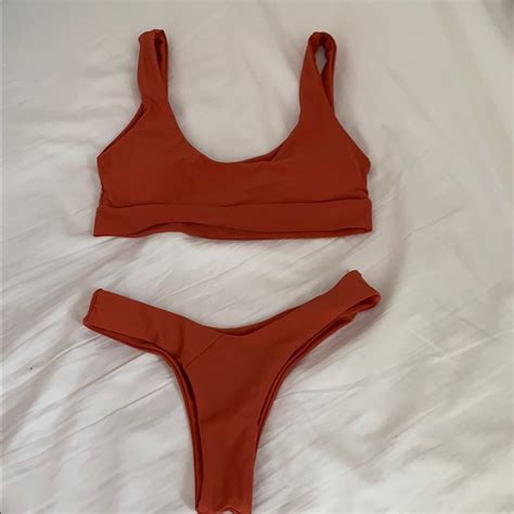 Super Cute Dark Orange Bikini Set Gem