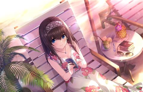 Annin Doufu Blue Eyes Book Brown Hair Drink Idolmaster Idolmaster